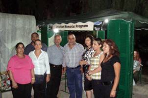 The mayor of Aley (4th from right) at one of JMP–L’s stands.